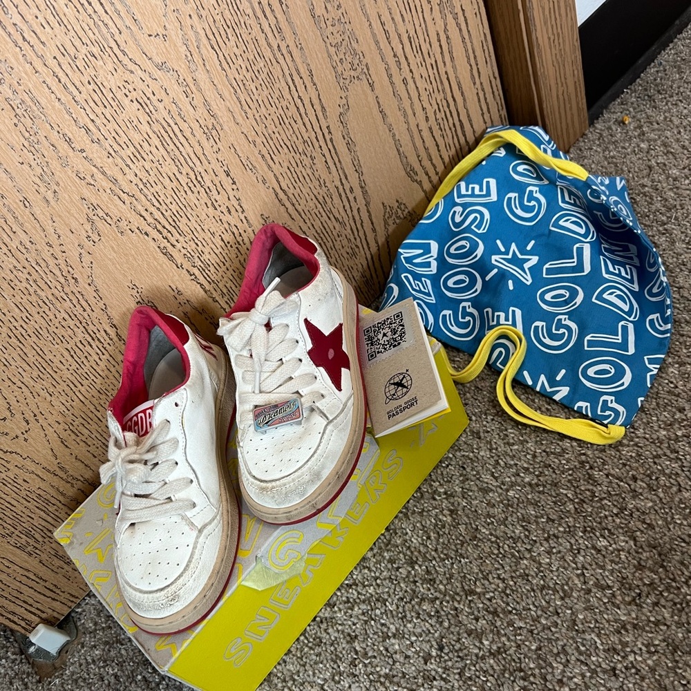 Golden Goose Kids White Sneakers with Red Star